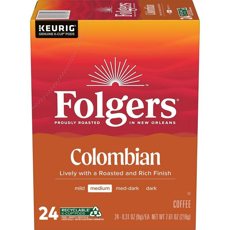 Folgers Medium Roast Colombian Coffee K-Cup Pods - 24ct