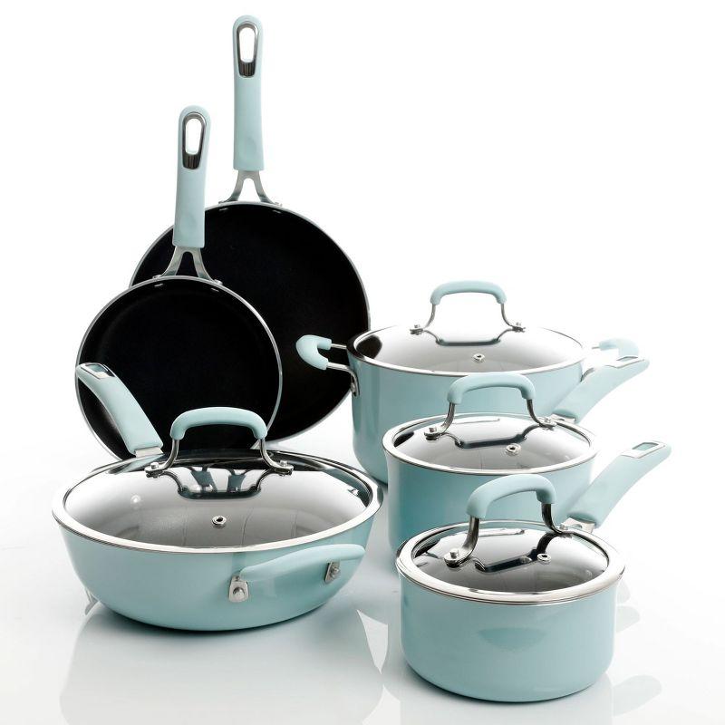 Kenmore Elite Glacier Blue Nonstick Aluminum 10-Piece Cookware Set