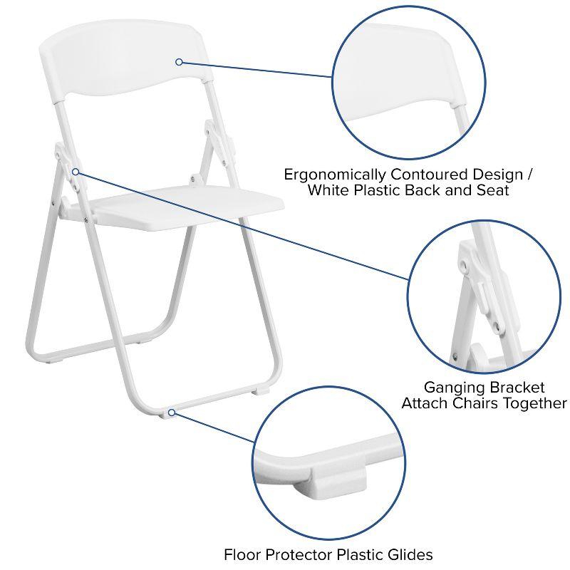 Flash Furniture 2 Pack HERCULES Series 500 lb. Capacity Heavy Duty Plastic Folding Chair with Built-in Ganging Brackets