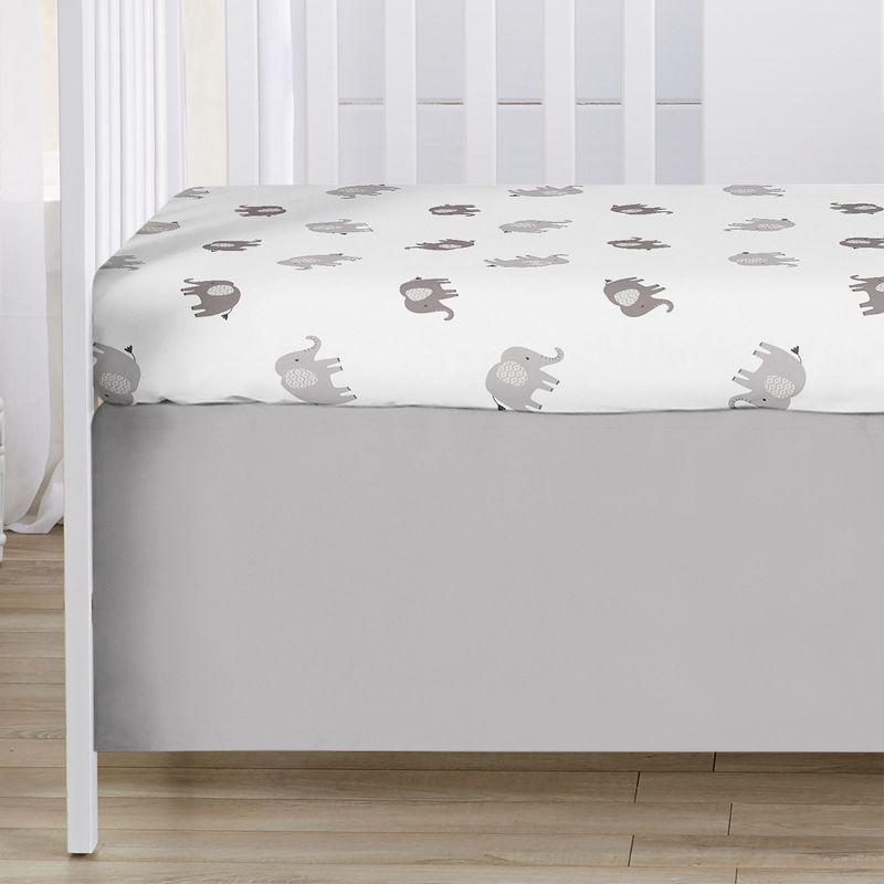 Sweet Jojo Designs Gender Neutral Unisex Baby Crib Bedding Set - Boho Elephant Grey White 3pc