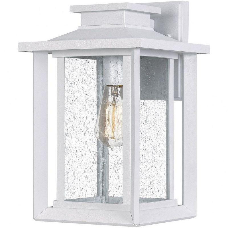 White Coastal Armour Outdoor Wall Lantern with Clear Seedy Glass