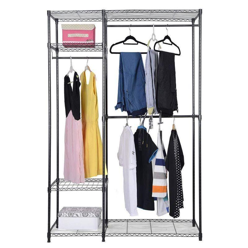 Costway 48''x18''x71'' Black Steel Portable Closet Organizer