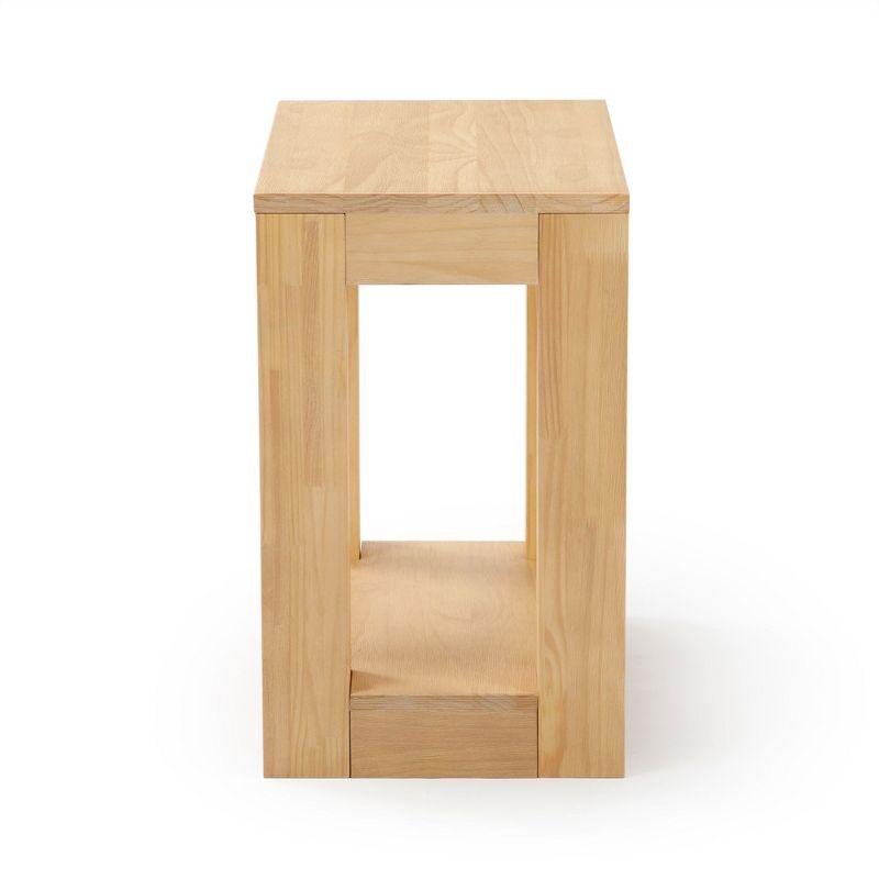 Plank+Beam Modern Rectangular Side Table with Shelf, 25", Solid Wood Narrow End Table for Living Room with Storage