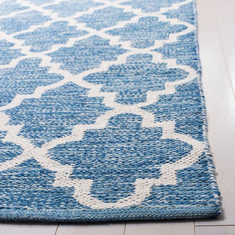 Blue and Ivory Trellis Handwoven Cotton Area Rug 3' x 5'