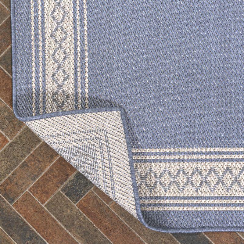 3' x 5' Lucia Classic Diamond Border Indoor/Outdoor Area Rug, Blue/Cream - JONATHAN Y