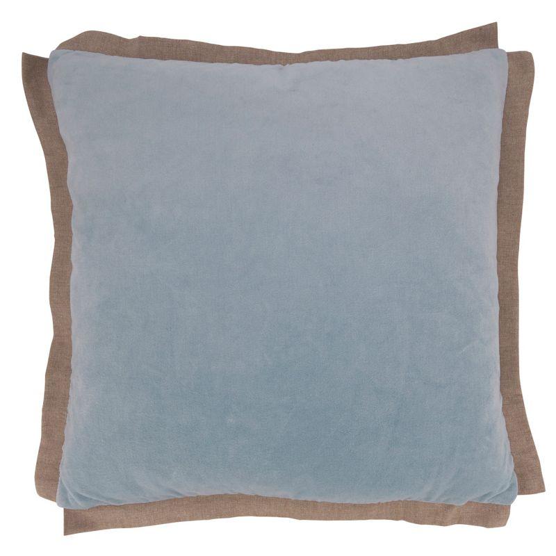 Saro Lifestyle Velvet Flange Throw Pillow With Down Filling, Aqua, 20" x 20"