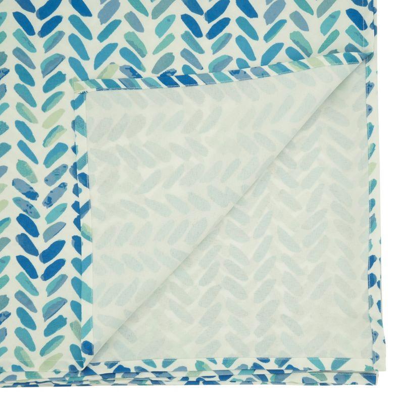 Blue and White Chevron Rectangular Fabric Tablecloth