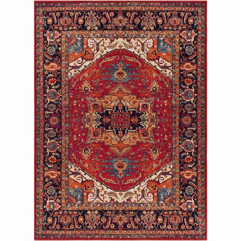 Elanor Traditional Dark Red Hand-knotted Synthetic Area Rug