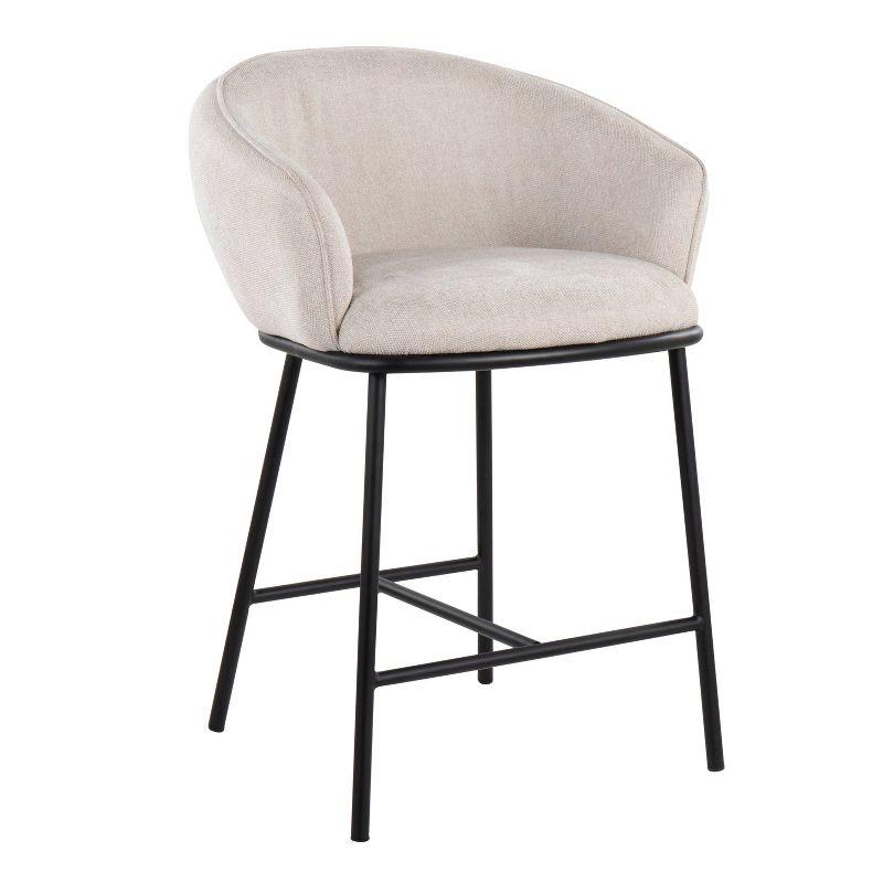 Set of 2 Ashland Counter Height Barstools Cream - LumiSource: Upholstered, Steel Frame, Foam Filled, Fixed Height