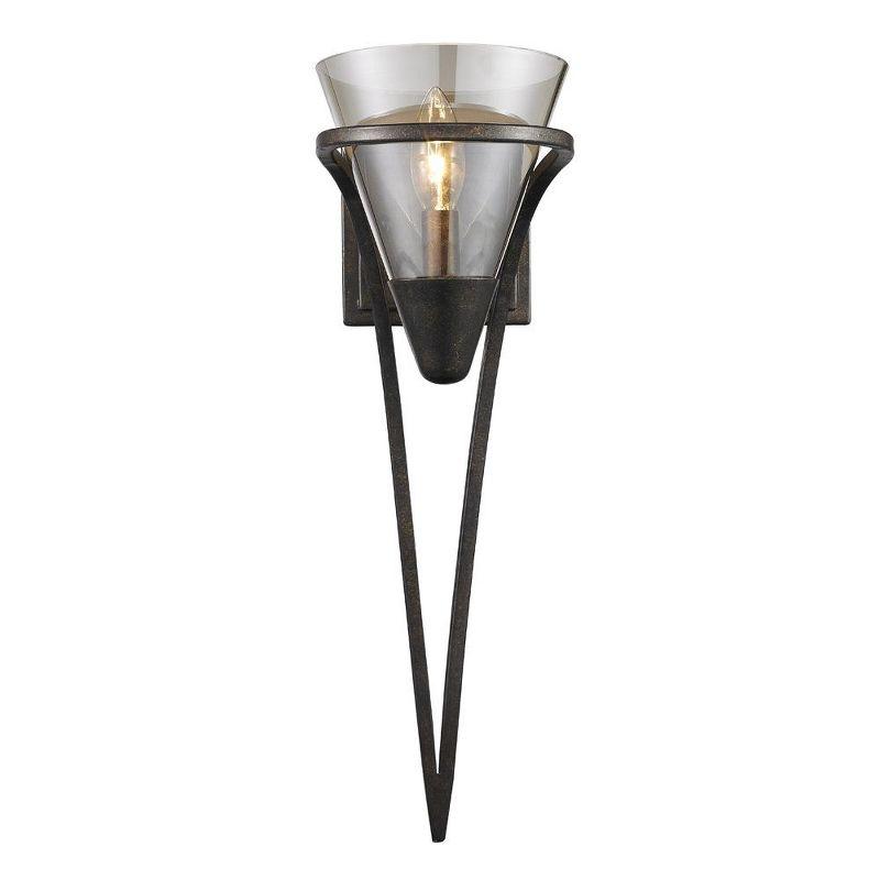 Golden Lighting Olympia 1-Light Wall Sconce in Burnt Sienna with Baltic Amber Glass