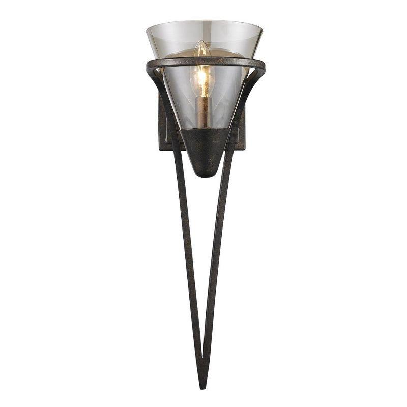 Burnt Sienna Bronze Swing Arm Wall Sconce with Glass Shade