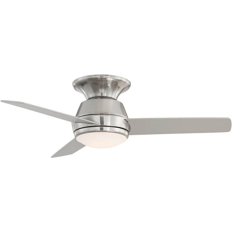 44" Casa Vieja Marbella Breeze Modern Hugger Indoor Ceiling Fan with Dimmable LED Light Remote Control Brushed Nickel Opal Glass for Living Room House