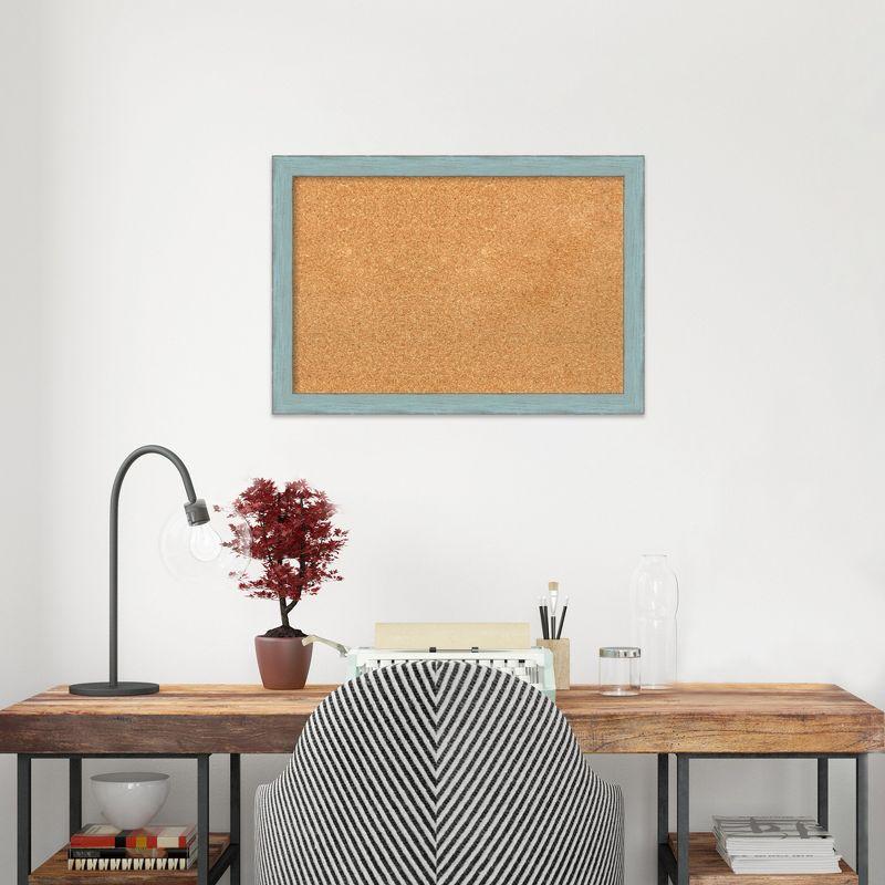 Amanti Art Natural Cork Board Wood Framed Sky Blue Rustic Bulletin Board 26 in. x 18 in.