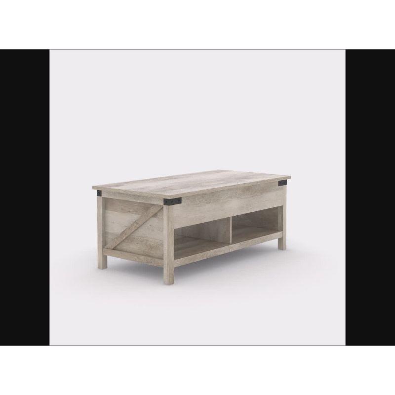 Bridge Acre Rustic Farmhouse Lift Top Coffee Table Mystic Oak - Sauder: Rectangle Table for Living Room, Spot Clean