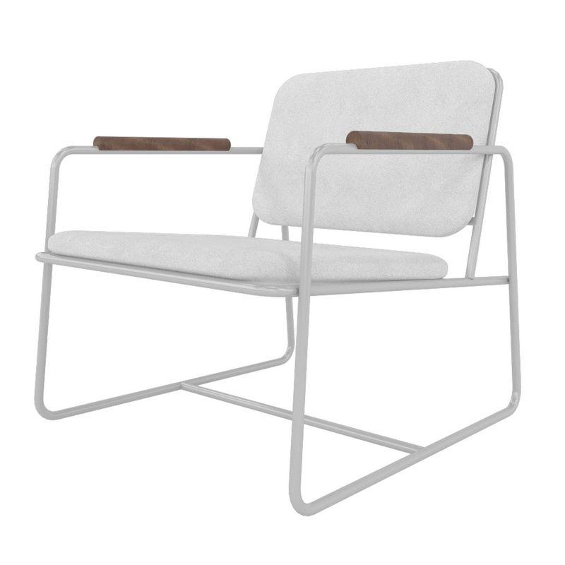 2.0 Whythe Low Accent Chair White - Manhattan Comfort: Faux Leather, Steel Legs, No Assembly Required