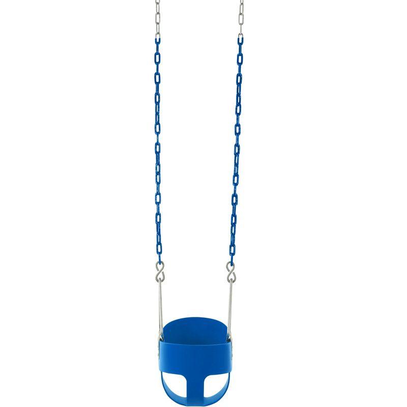 Swingan High Back, Full Bucket Toddler & Baby Swing with Vinyl Coated Chain - Fully Assembled - Blue