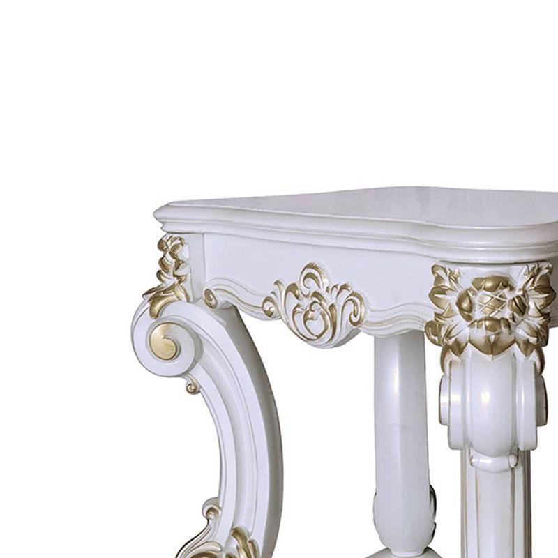 Vendome Antique Pearl Wood and Metal Scrolled Side Table