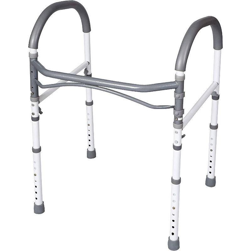 Carex Adjustable White and Gray Metal Toilet Safety Rail