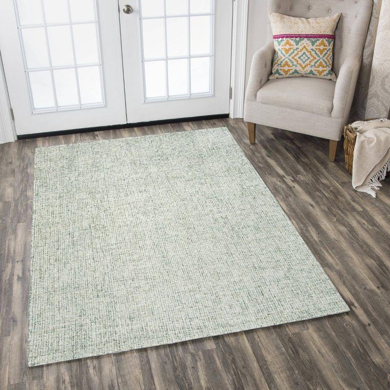 Britley Handmade Tufted Wool Area Rug in Light Green/Ivory