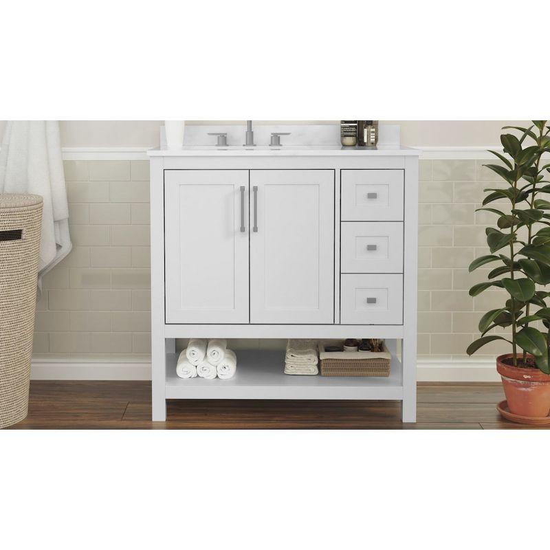 Vivien 36" White Composite Bathroom Vanity with Stone Top and Ceramic Sink