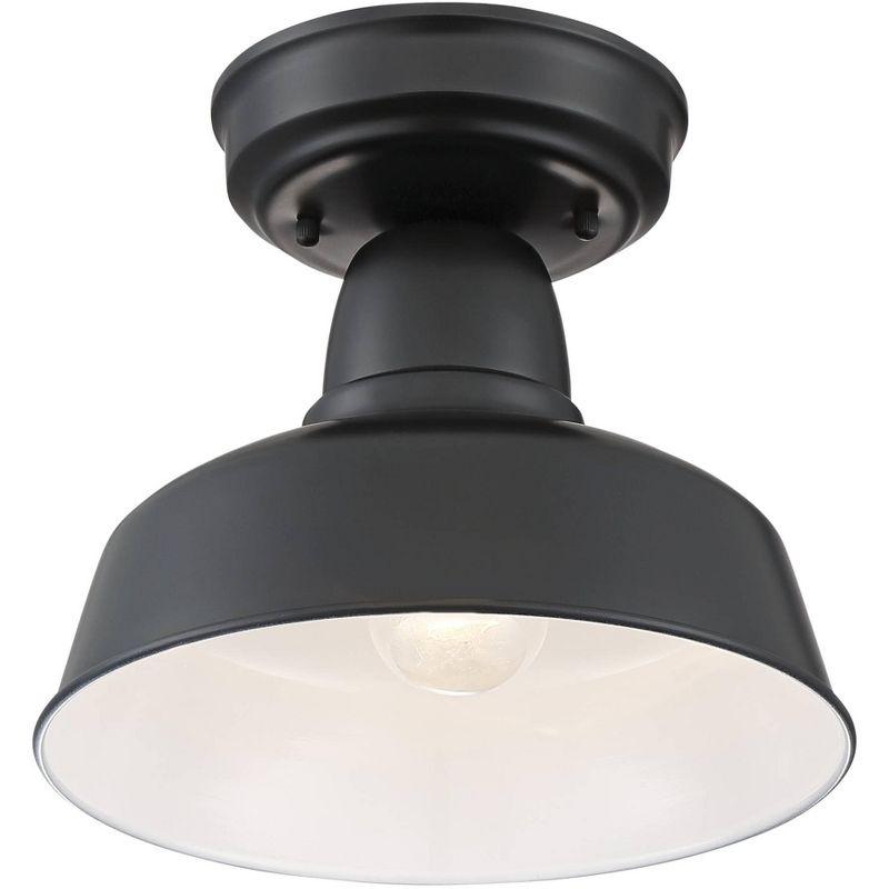 John Timberland Urban Barn Rustic Farmhouse Semi Flush Mount Outdoor Ceiling Light Black Metal 10 1/4" for Post Exterior Barn Deck House Porch Yard