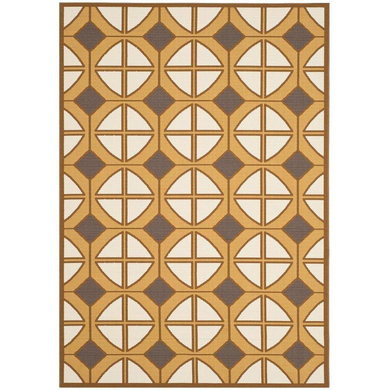 Hampton HAM510 Power Loomed Indoor/Outdoor Area Rug - Camel/Ivory - 4'x6' - Safavieh.