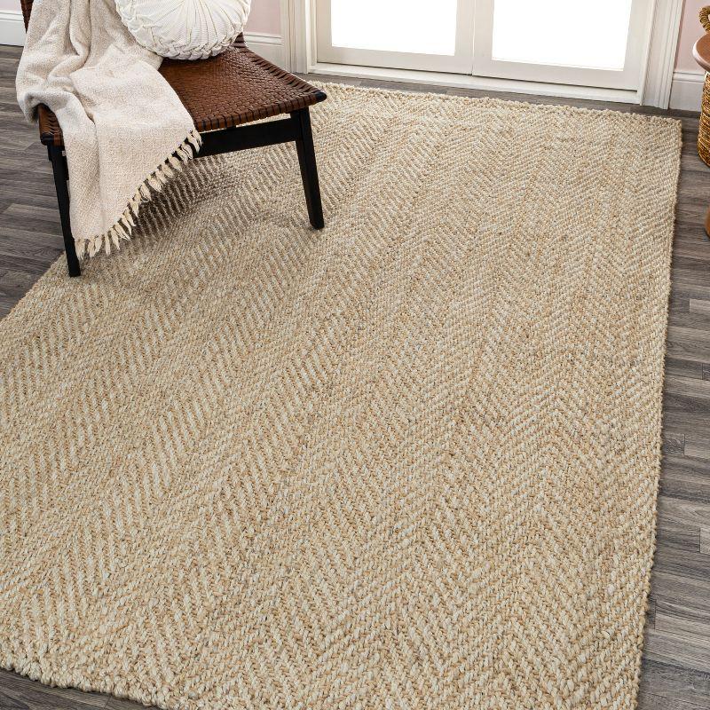 Espina Hand Woven Herringbone Chunky Jute Indoor Area Rug - JONATHAN Y