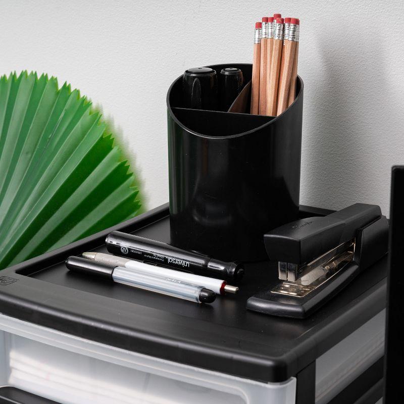 IRIS USA Medium 3-Drawer Stacking Desktop Organizer, 2 Pack, Plastic Drawer Storage Container for Stationery Art Craft Supplies Kitchen Office, Black