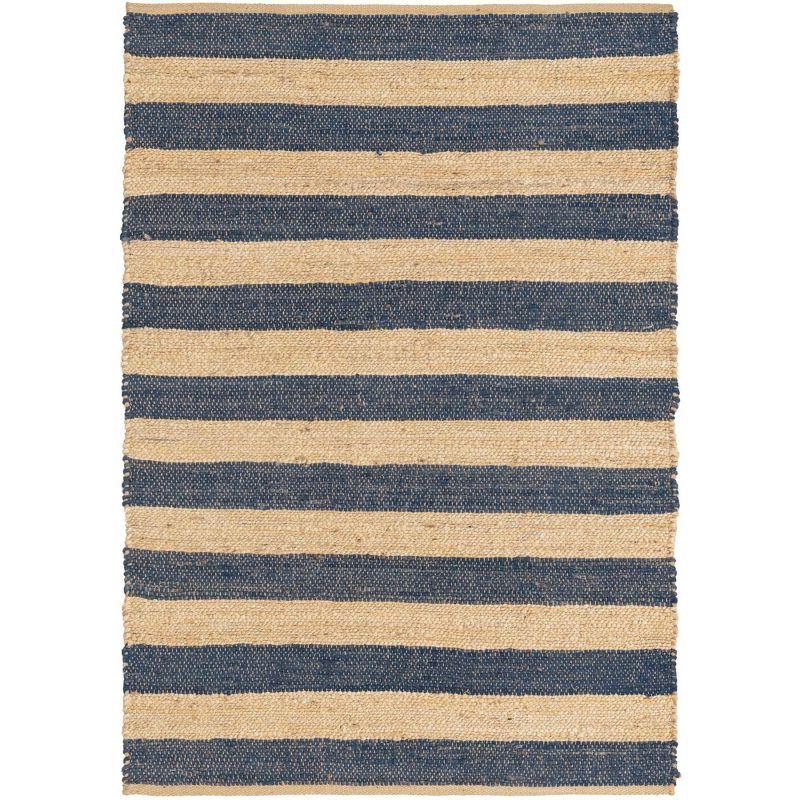 Hand-Braided Jute and Cotton Navy Ivory 4x6 Area Rug