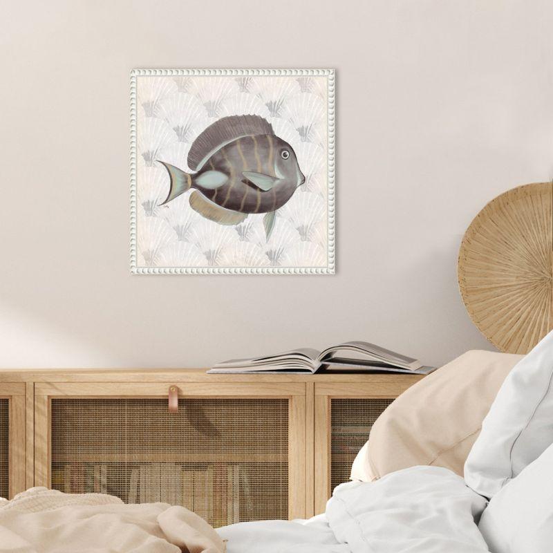 Amanti Art Neutral Vintage Fish II by Elizabeth Medley Canvas Wall Art Print Framed 16 x 16-in.