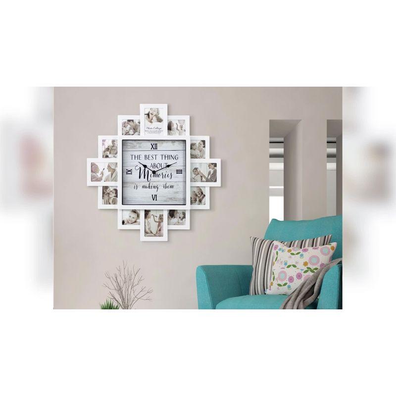 American Art Decor Farmhouse Shabby Chic 'Family Time' Picture Frame Collage Wall Clock White : Modern Square Analog Display