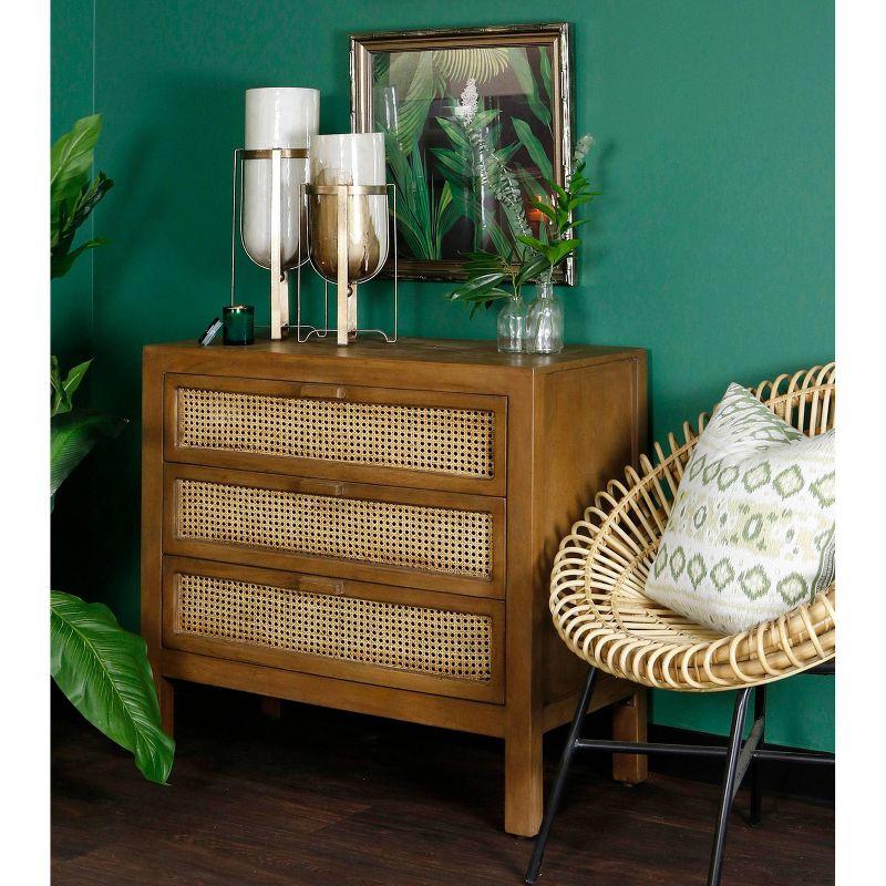 Easton Woven Cane Three Drawer Chest Natural - StyleCraft: Mango Wood Storage, No Assembly Required