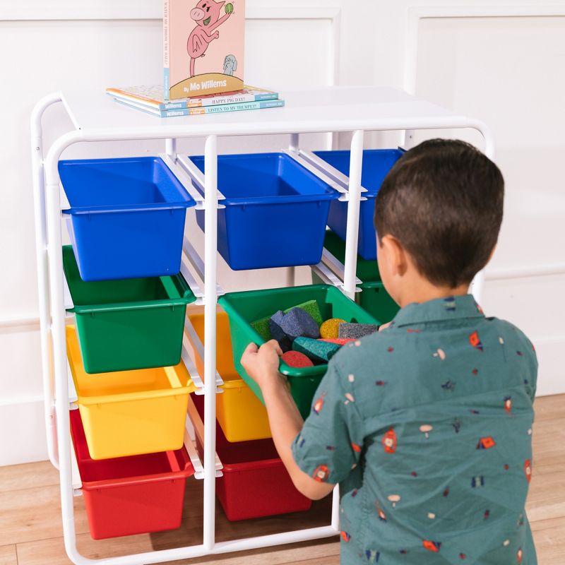 ECR4Kids 4-Tier Storage Rack with 12 Cubby Bins 4x3