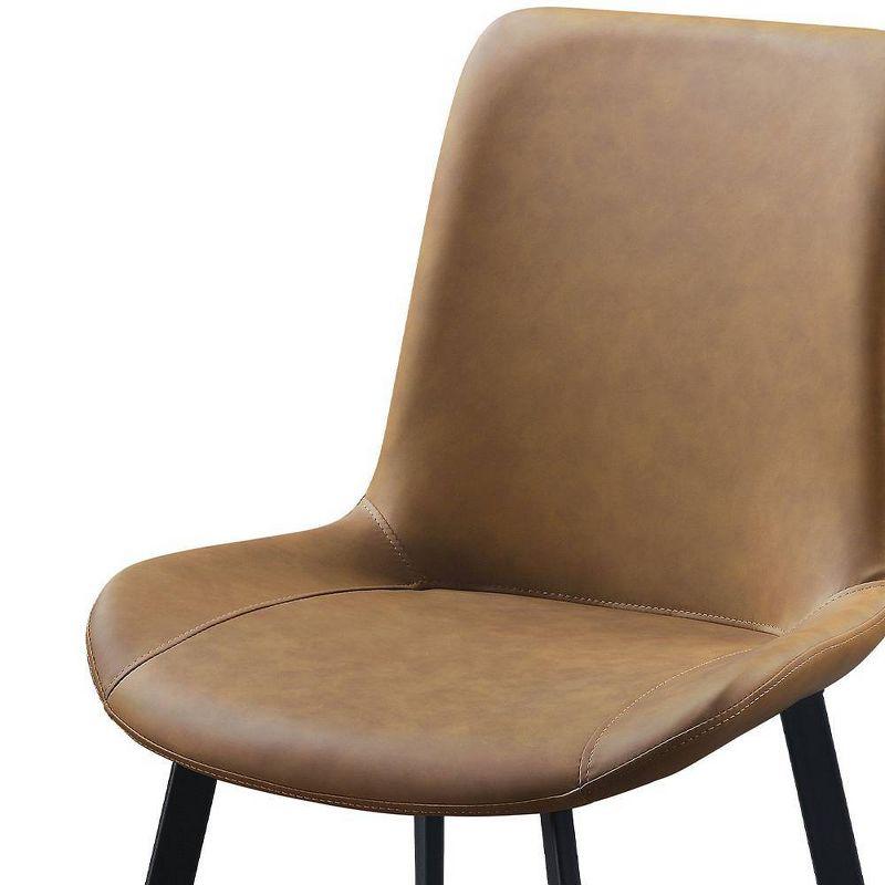 Abiram 21" Dining Chairs Brown - Acme Furniture: Upholstered Side, Kitchen, Metal Frame, Leather Textile