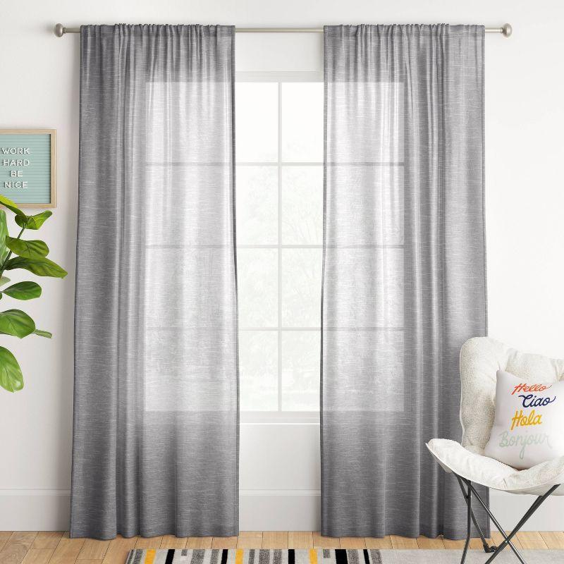 Gray Light Filtering Polyester Rod Pocket Window Panels, Set of 2