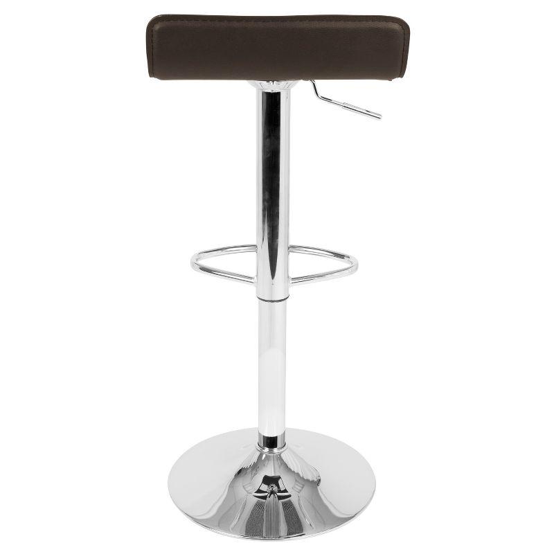 Set of 2 Ale Contemporary Adjustable Barstool Brown - Lumisource: Chrome-Plated, Swivel, Low Back, PVC Upholstery