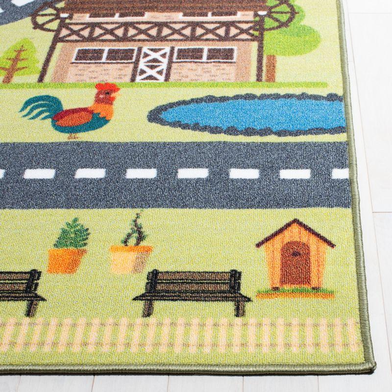 Kids Playhouse 232 in Light Green/Dark Gray Area Rug