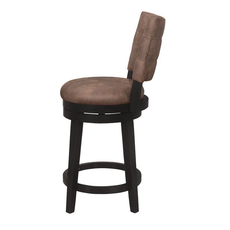 26" Kaede Wood and Upholstered Swivel Counter Height Barstool Black/Chestnut - Hillsdale Furniture: Matte Finish, Polyester, Foam Filled