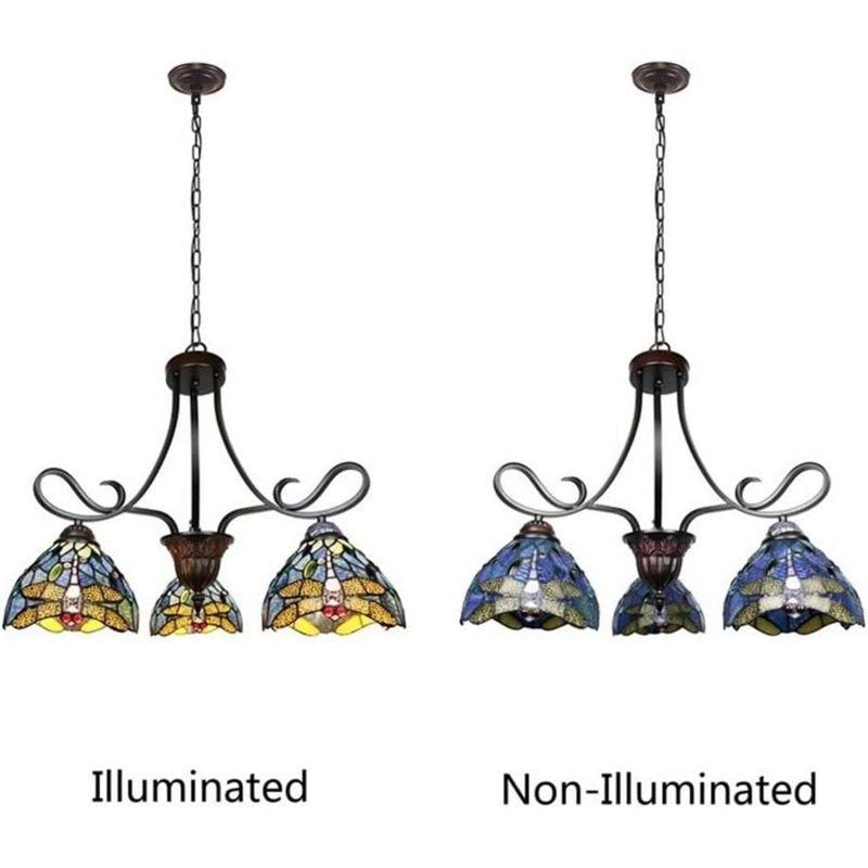 Chloe Lighting Sunniva Dragonfly Tiffany-Style 3 Light Chandelier 25 Inch Wide