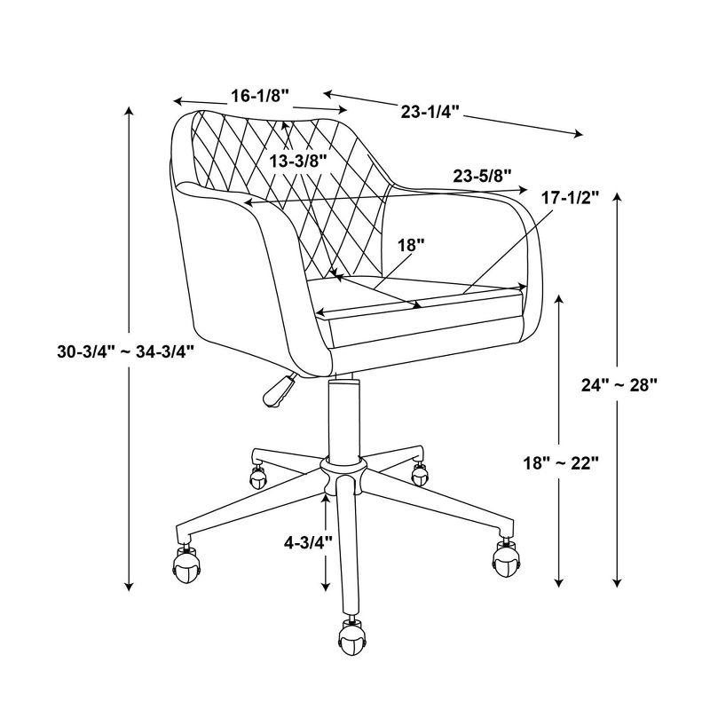 Imogen Modern Swivel Office Desk Chair Off-White - Linon: Quilted Back, Chrome-Plated Base, Adjustable Height