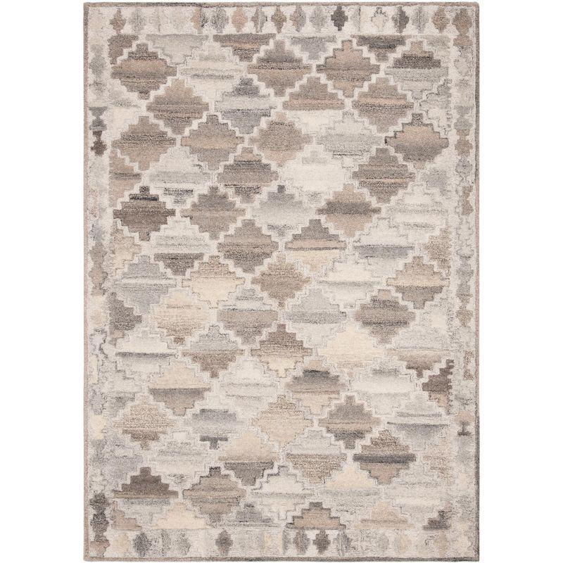 Gray Geometric Handmade Wool 5' x 8' Area Rug