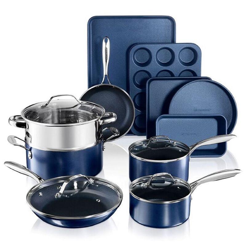 Granite Blue 15-Piece Nonstick Aluminum Cookware Set