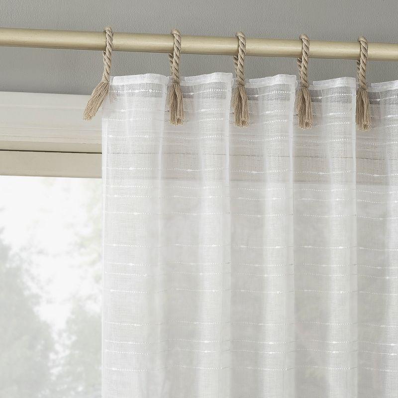 No. 918 Light Filtering Semi-Sheer Noemi Slub Striped Rope Tab Top Curtain Panel