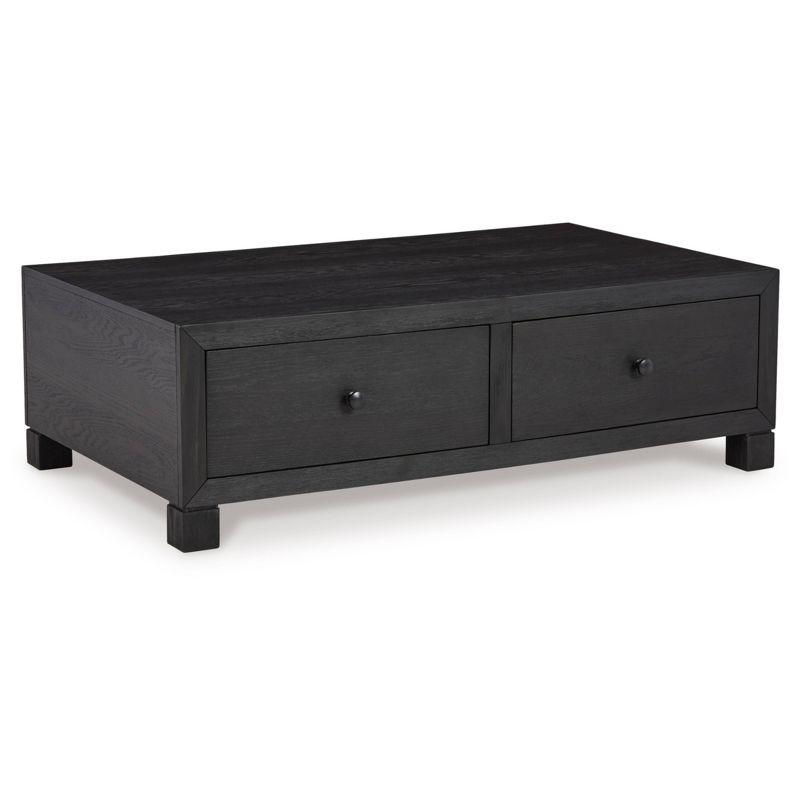 Modern Black Wood Coffee Table with 4 Storage Drawers