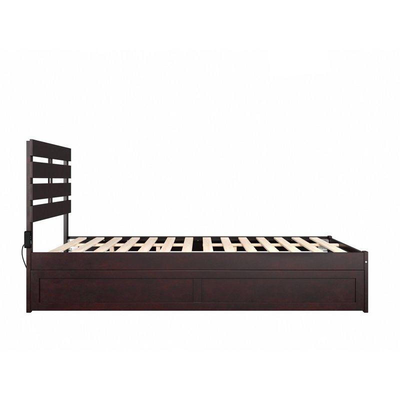 Queen Oxford Bed with Twin XL Trundle Espresso - AFI: Solid Hardwood, No Box Spring Required