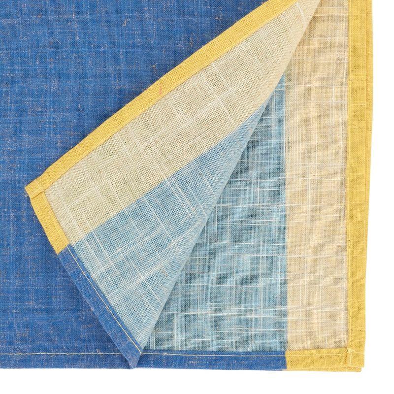 Saro Lifestyle Color Block Border Table Runner, Blue, 16"x72"