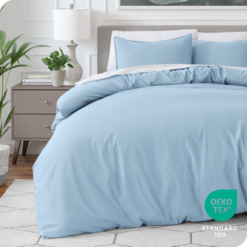 Twin/Twin XL Light Blue Double Brushed Duvet Set by Bare Home