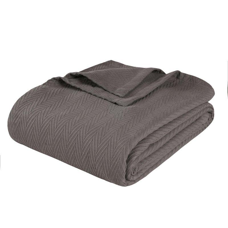 Chevron Zig-Zag Cotton Blanket, Full/Queen, Charcoal - Blue Nile Mills