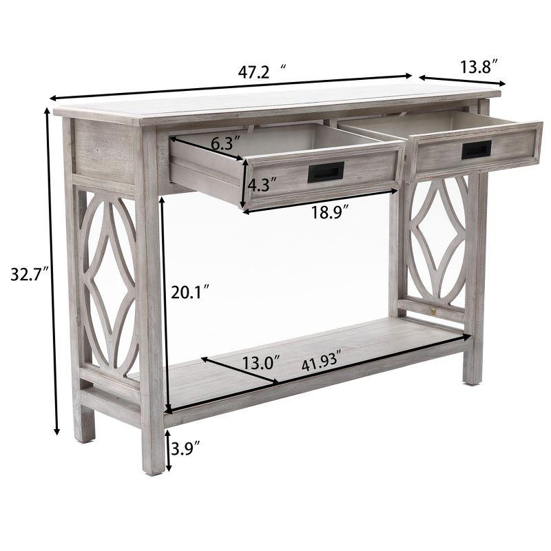 LuxenHome Gray Wood 2-Drawer 1-Shelf Console and Entryway Table