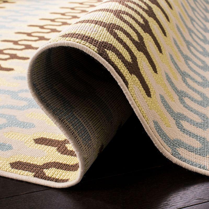 Hampton HAM518 Indoor/Outdoor Machine Made Area Rug - 6'7"x9'6" - Green/Light Blue - Safavieh